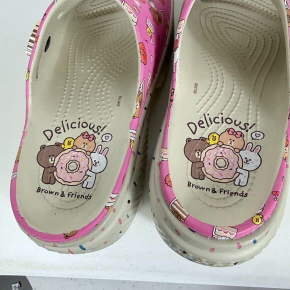 Crocs Line Friends Stomp Petit Sweets Slide Sandal Women 9 Pink Slip-On Open Toe - Picture 9 of 10